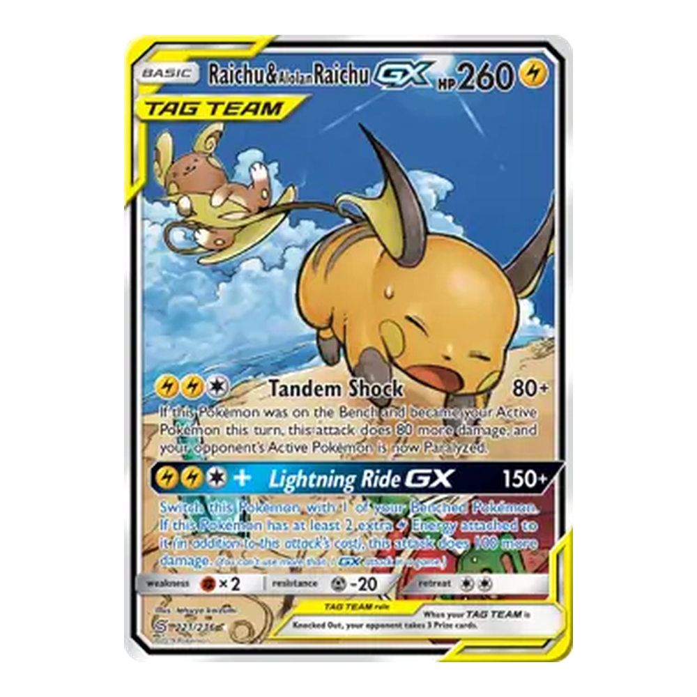 3 Full Art Raichu & Alolan Raichu GX