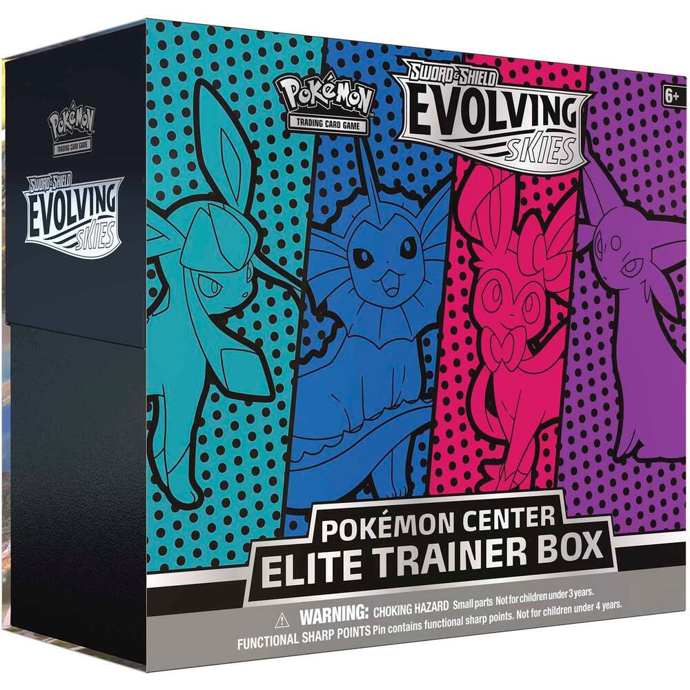 EN Evolving Skies (SWSH07) - Glaceon/Vaporeon/Sylveon/Espeon Pokemon Center Elite Trainer Box CASE